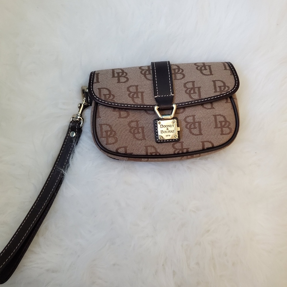 Dooney and Bourke wristlet - brown and tan